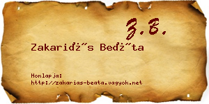 Zakariás Beáta névjegykártya